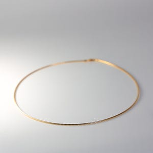 14K Gold Sparkle Omega Necklace- 1MM Thick 17 In Long Omega Chain Necklace For Her