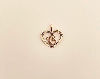 14k Real Gold Initial "C" Pendant/Charm- Real 14k Gold Letter/Initial Heart "C" Pendant For Her- Gold Initial/Letter "C" Pendant/Charm
