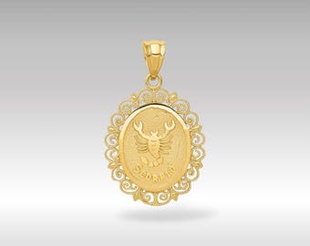 Collar con colgante del zodiaco Escorpio en oro de 14 quilates: dije adornado del horóscopo