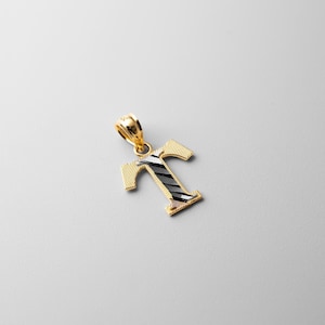 14k Gold &quot;T&quot; Initial Pendant Charm- Gold Block T Initial Necklace Charm