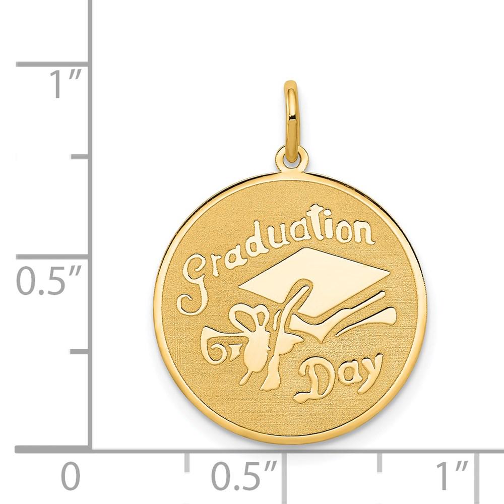 14K Gold Graduation Pendant - Solid Gold Graduation Day Disc Charm ...