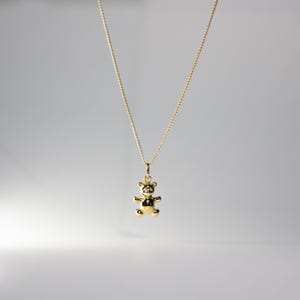 14K Solid Gold Teddy Bear Pendant – Adorable Fine Gold Bear Necklace, Luxury Fine Jewelry Gift