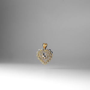 14k Gold Cross in Heart Pendant Charm- Real Gold Cross in Heart Necklace Charm