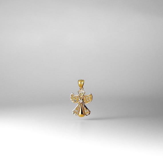 14k Gold Angel Pendant Charm-Real Dainty Gold Angel Charm Necklace Charm