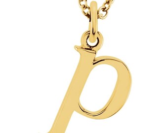 14K Gold Dainty Lowercase 'p' Initial Choker Necklace - Elegant Gold 'p' Collar Necklace