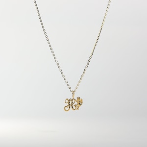 14k Gold &quot;H&quot; Initial Angel Pendant Charm- Gold H Initial Angel Necklace Charm