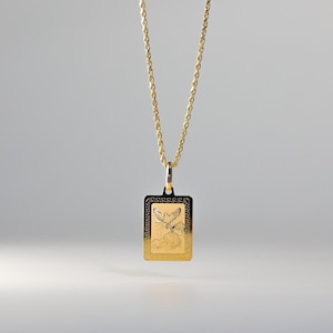 14k Gold Baby Baptism Plate Pendant Charm-Real Gold Baptism Necklace Charm