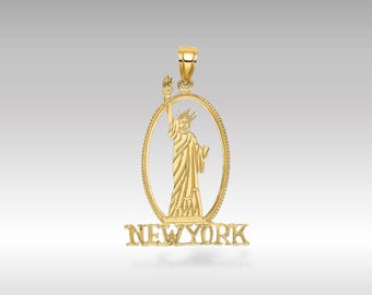 14Kソリッドゴールド「I Love NY」ペンダントネックレス：ステート