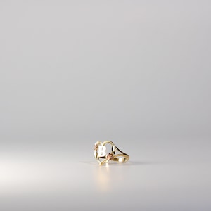 14K Solid Gold Heart Rose &quot;B&quot; Initial Ring- Real 14k Gold Heart and Rose Initial &quot;B&quot; Ring