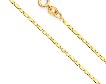 1.3mm Solid 14K Gold Valentino Chain- Real 14k Gold Valentino Chain Necklace