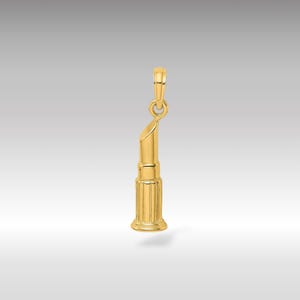 14K Gold 2D Polished Lipstick Tube Pendant Charm - Real Gold Glamorous Necklace Charm - Real Gold Lipstick Pendant