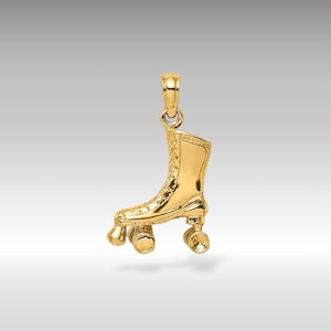14k Gold 3D Roller Skate Pendant Charm - Real Gold Vintage-Inspired Skating Necklace Charm - Real Gold Roller Skate Pendant