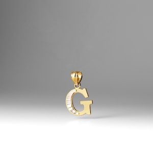 Colgante/dije con inicial "G" de oro auténtico de 14 k: colgante con letra "G" de oro 100 % auténtico para él/ella: colgante/dije con inicial/letra "G" de oro