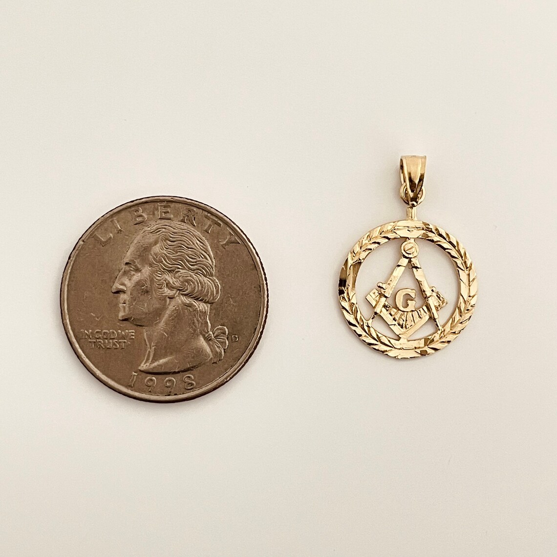 14k Real Gold Freemason Masonic Pendant/Charm Real Gold Etsy