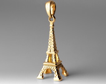 14k Gold Paris Eiffelturm Anhänger Charme - Echtgold Paris Eiffelturm Kettenanhänger