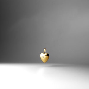 Pingente de medalhão em forma de coração de ouro 14k - Colar com pingente de medalhão em forma de coração pequeno de ouro verdadeiro com pedra