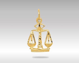 14K Gold Scales of Justice Necklace: Legal Symbol Pendant