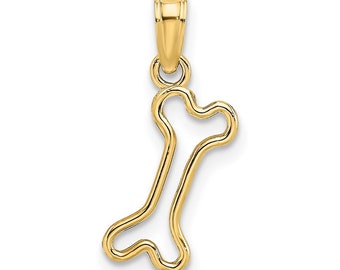 Ciondolo per collana con osso di cane ritagliato in oro 14k - Mini ciondolo lucido - Eleganti gioielli a tema animali domestici - Regalo perfetto per gli amanti dei cani