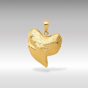 14K Gold Klassischer 3D Haifischzahn Anhänger Charm - Echtgold Eleganter glänzender Ozeanischer Halskettenanhänger - Echtgold Haifischzahn Anhänger