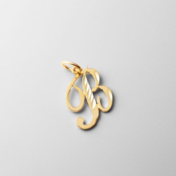 Breloque pendentif cursive initiale « B » en or 14 carats - Breloque de collier « B » initiale en or