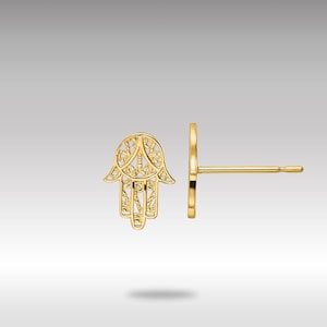 14k Gold Hamsa Post Earrings – Minimalist Evil Eye Protection Studs – Perfect for Casual and Sophisticated Looks