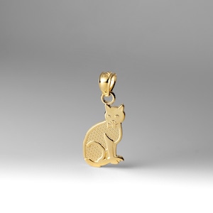 14K Solid Gold Cat Pendant – Dainty Gold Cat Necklace Charm, Luxury Fine Jewelry Gift for Elegant Cat Lovers