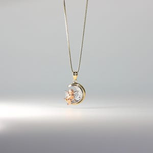 14K Gold Sitting Angel Pendant Charm- Real Gold Sitting On The Moon Angel Necklace Charm