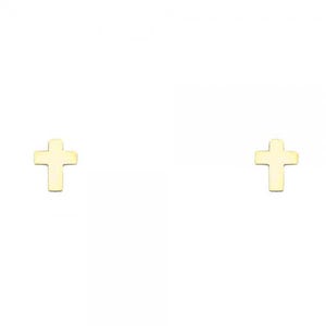 14K Yellow Gold Cross Stud Earrings w/Screw- Gold Cross Stud Earrings for Her/Him- Gift for Her/Him-ST652