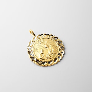 14k Gold Baby Baptism Medal Pendant Charm- Real Gold Baptism Necklace Charm