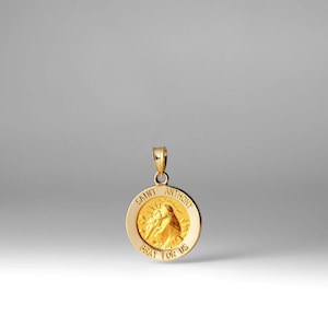 14k Gold St. Anthony Medal Pendant Charm-Real Gold St. Anthony Medal Necklace Charm