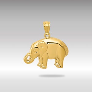 14K Solid Gold Polished Elephant Pendant – Elegant Wildlife Necklace, Luxury Fine Jewelry Gift for Animal Lovers