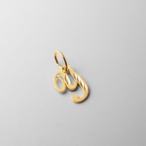 14k Gold "Y" Initial Cursive Pendant Charm- Gold Initial "Y" Necklace Charm