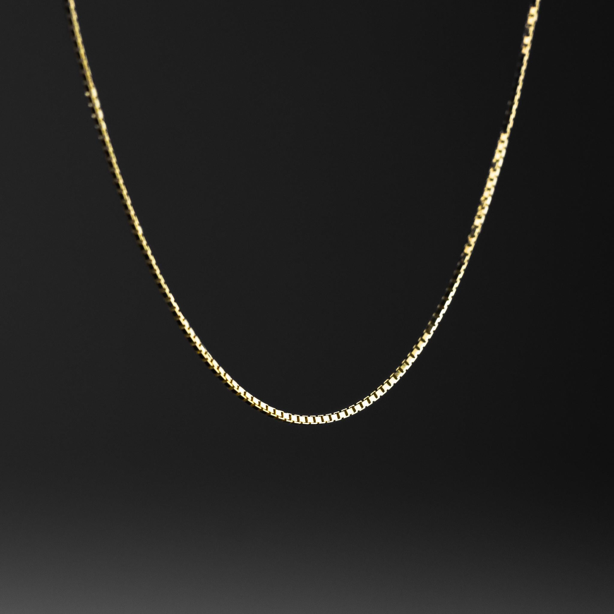 0.8mm 14k Solid Gold Box Chain- Gold Premium Italian-Made Box Chain Necklace