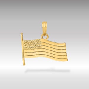 14K Gold American Flag Pendant: Patriotic Necklace Charm