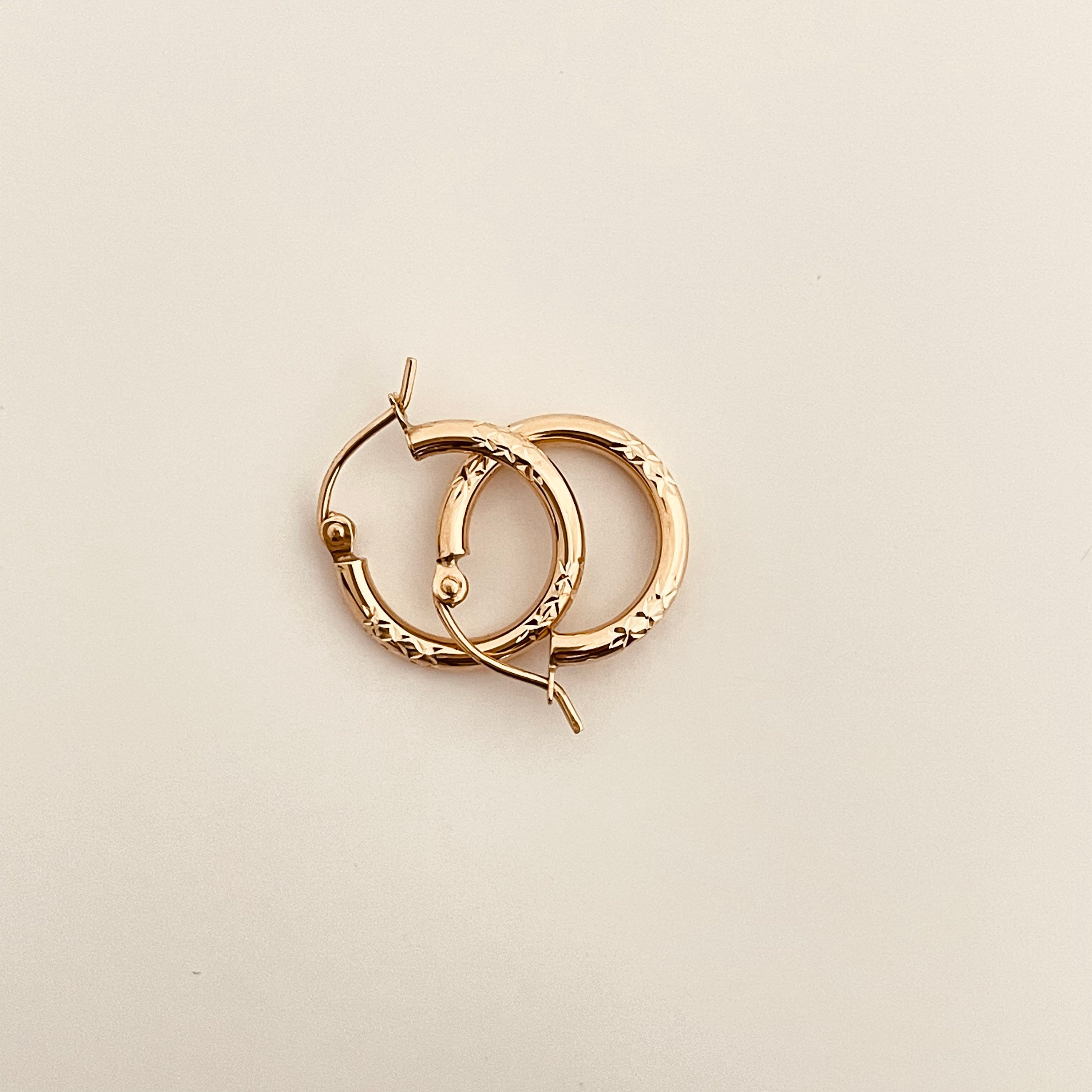 14K Yellow Gold 15MM Hoop Earrings 15MM Gold Hoop Earrings Etsy