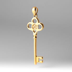 14k Gold Key Pendant Charm- Real Gold Key Necklace Charm - Etsy