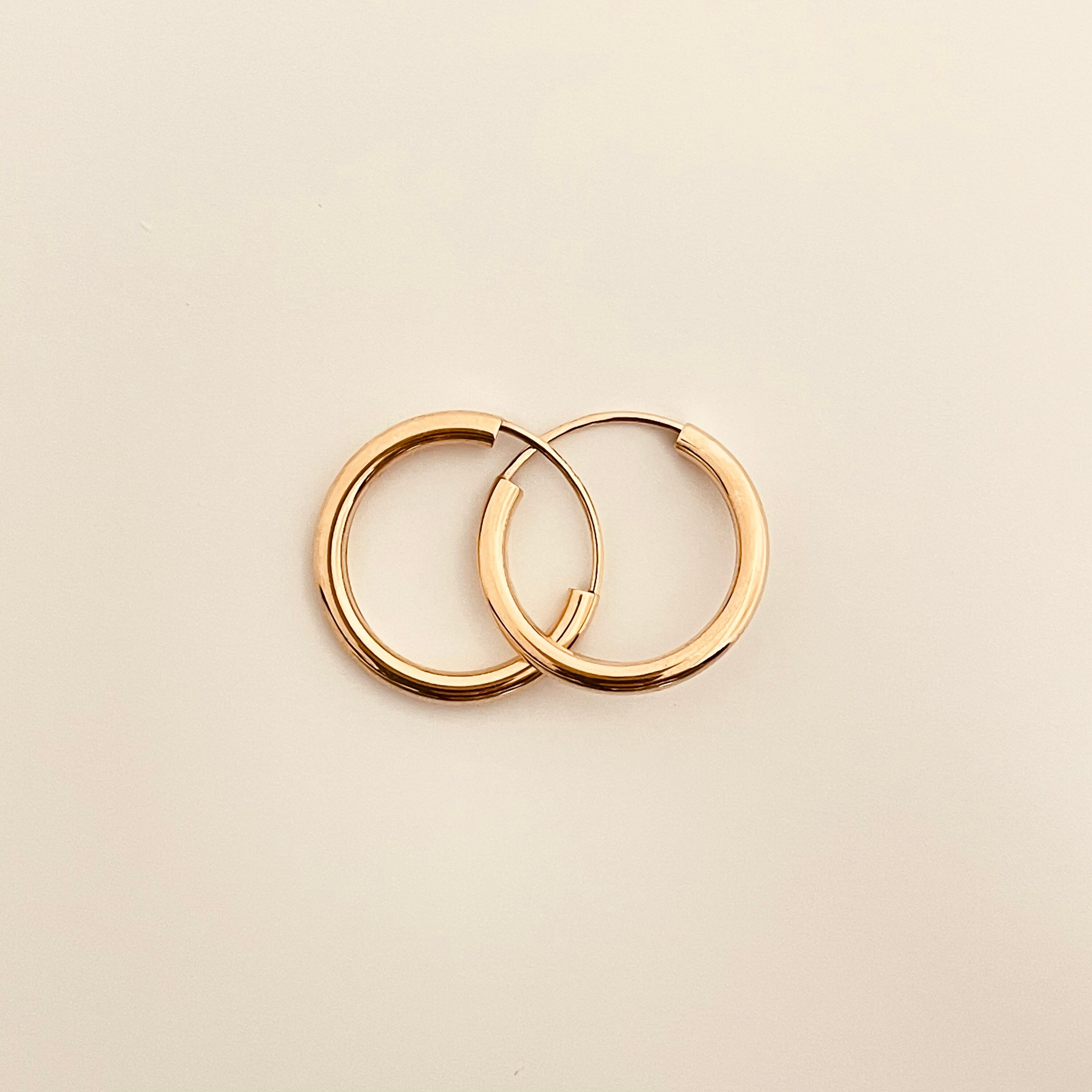 14K Yellow Gold 2mm Thick 18MM Hoop Earrings 18MM Gold Hoop Etsy