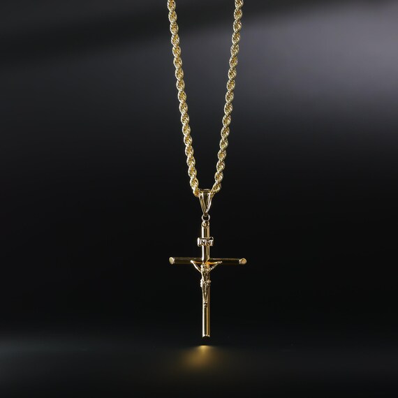 Massiver 14k Gelbgold Diamantschliff Jesus Kruzifix Kreuz Anhänger 225970888071