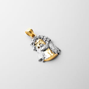 14k Gold Jesus Christ's  Head Stones Pendant Charm-Real Gold Jesus Christ Necklace Charm