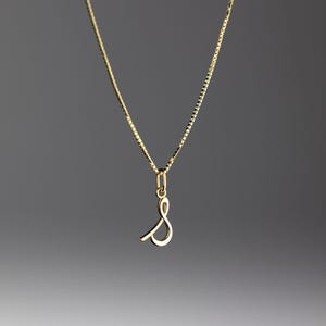 May include: A gold chain necklace with a small, cursive letter 'S' pendant.