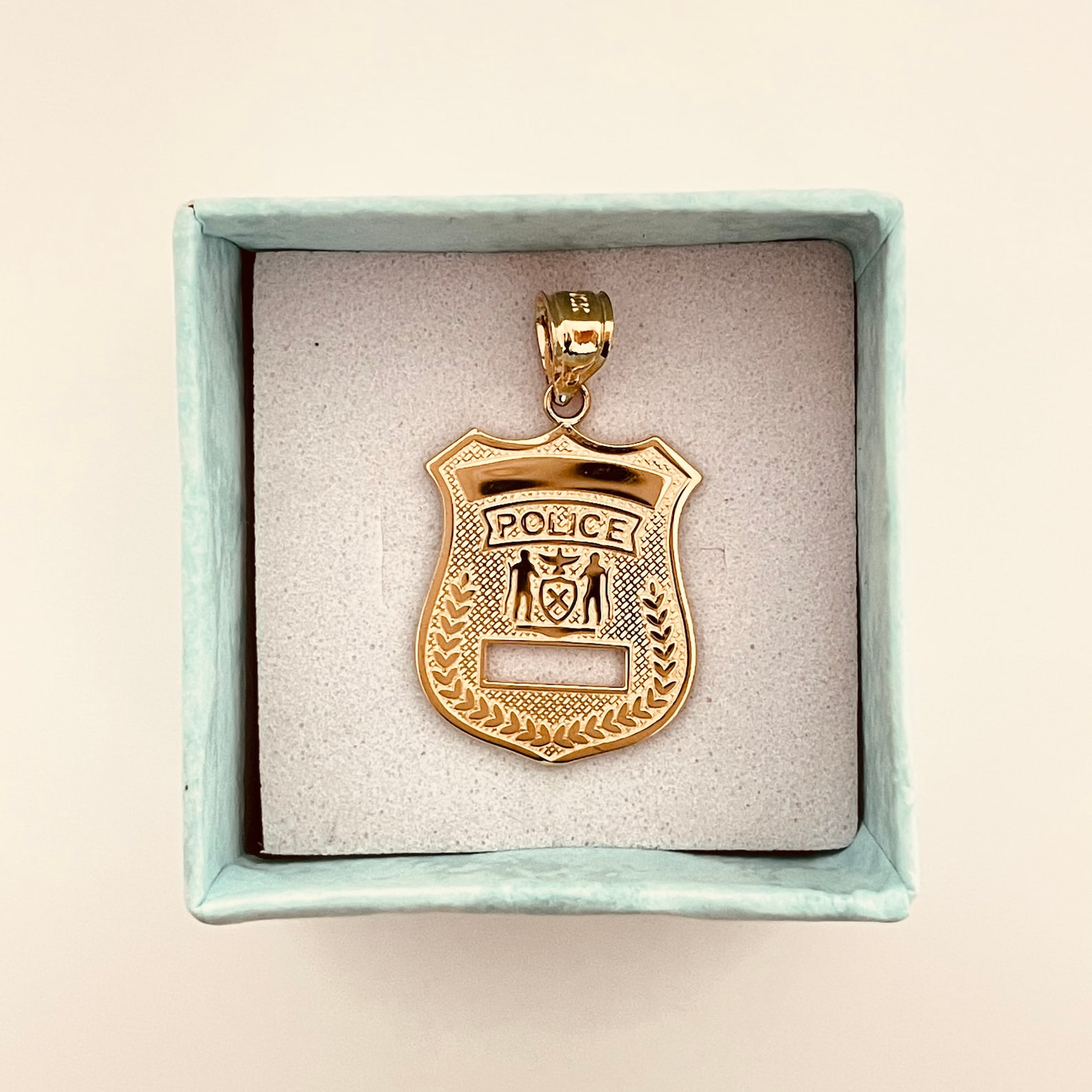 14k Real Gold Police Pendant/Charm Gold Police Badge Pendant Etsy