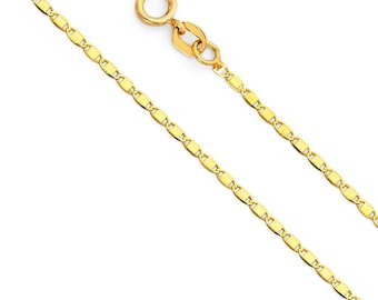 1.3mm Solid 14K Gold Valentino Chain- Real 14k Gold Valentino Chain Necklace