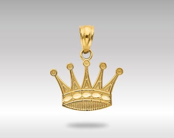 14K Gold Crown Pendant – Small Solid Gold Royal Crown Charm – Real 14K King or Queen Jewelry – Petite Crown Gift for Him or Her