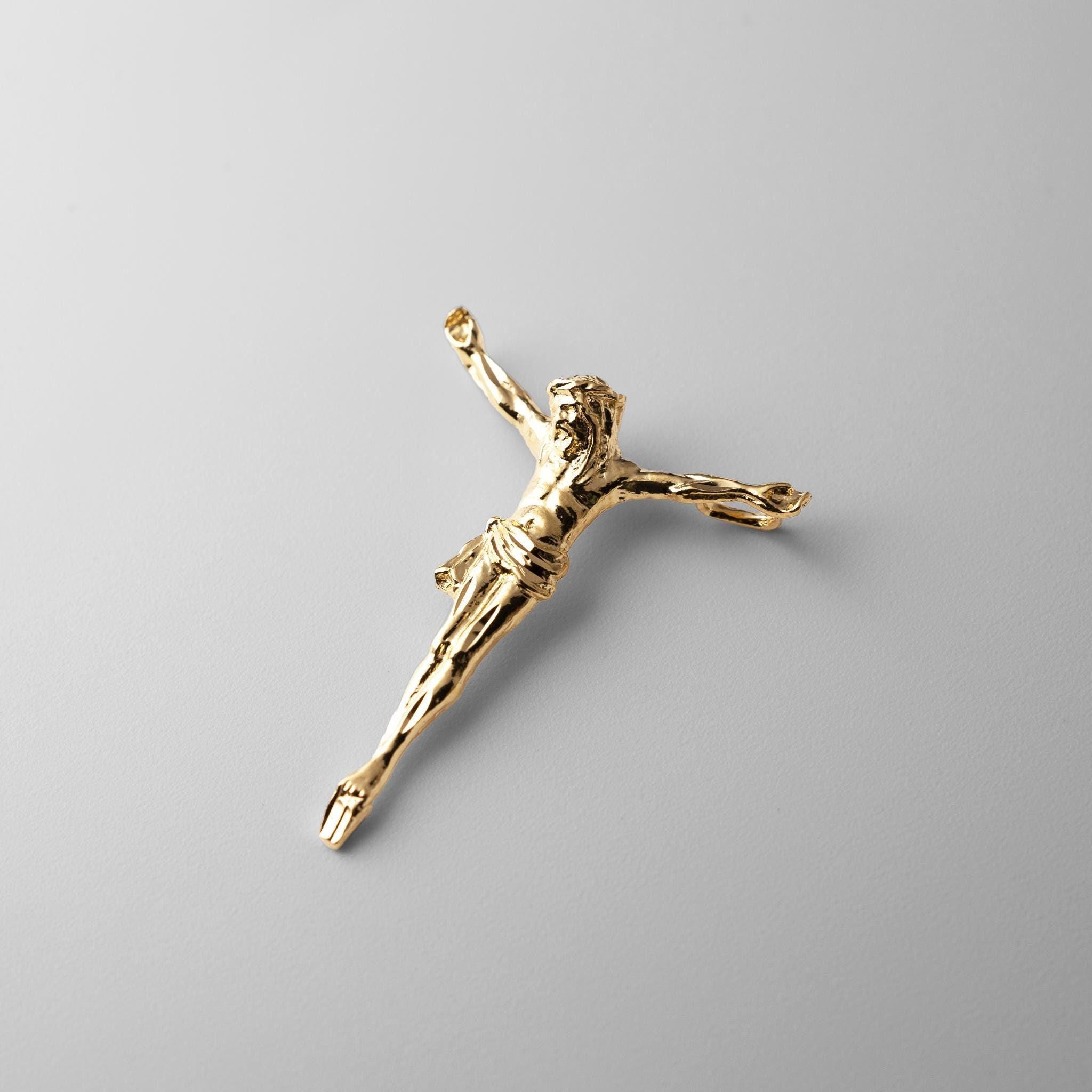 14K ゴールド イエス キリストの体 十字架ペンダント チャーム