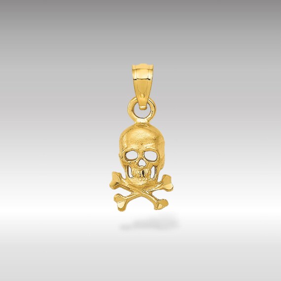 14K Gold Skull and Crossbones Pendant Necklace Pirate Treasure Charm Gothic Jewelry Edgy Biker Accessory Unique Gift Idea Etsy Canada