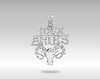 14K White Gold Aries Zodiac Pendant - Ram Charm
