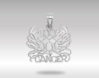 14K White Gold Cancer Zodiac Pendant - Crab Charm