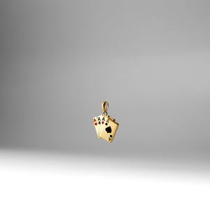 14K ゴールド 4 エース ポーカー ハンド ペンダント チャーム - 本物のゴールド 4 エース ポーカー ハンド ネックレス チャーム