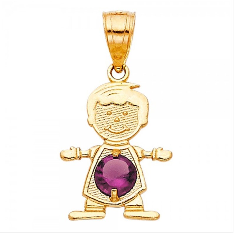 14k Real Gold June Boy Birthstone CZ Pendant/charm Gold June Etsy