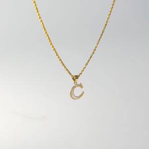 14k Gold &quot;C&quot; Initial Pendant Charm- Gold Block C Initial Necklace Charm